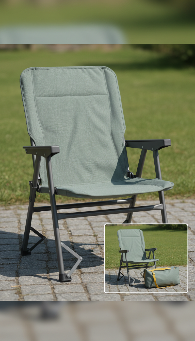 Pebble Grey Folding Chair with Carry Bag